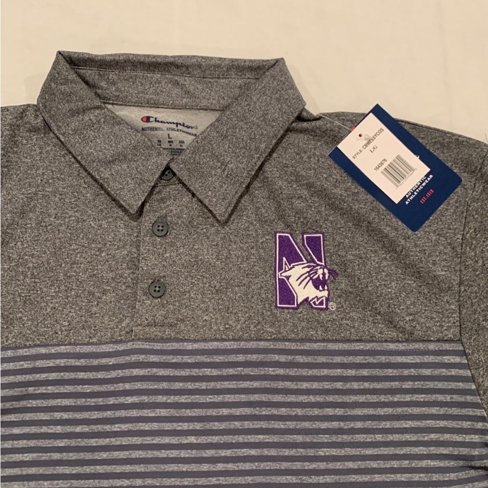 NEW Northwestern Wildcats Champion Grey Polo - Size Mens Large